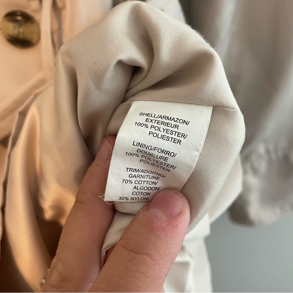 KENSIE Lace Embellished Rain Jacket Trench Coat - Tan, Size S - Picture 9 of 13